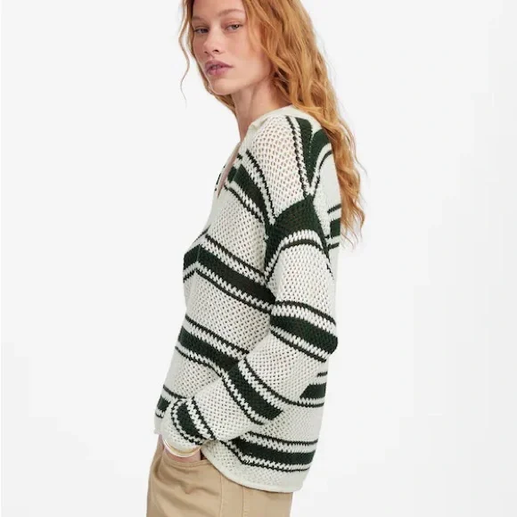 Madewell Open-Stitch Johnny Collar Sweater - Picture 3 of 12
